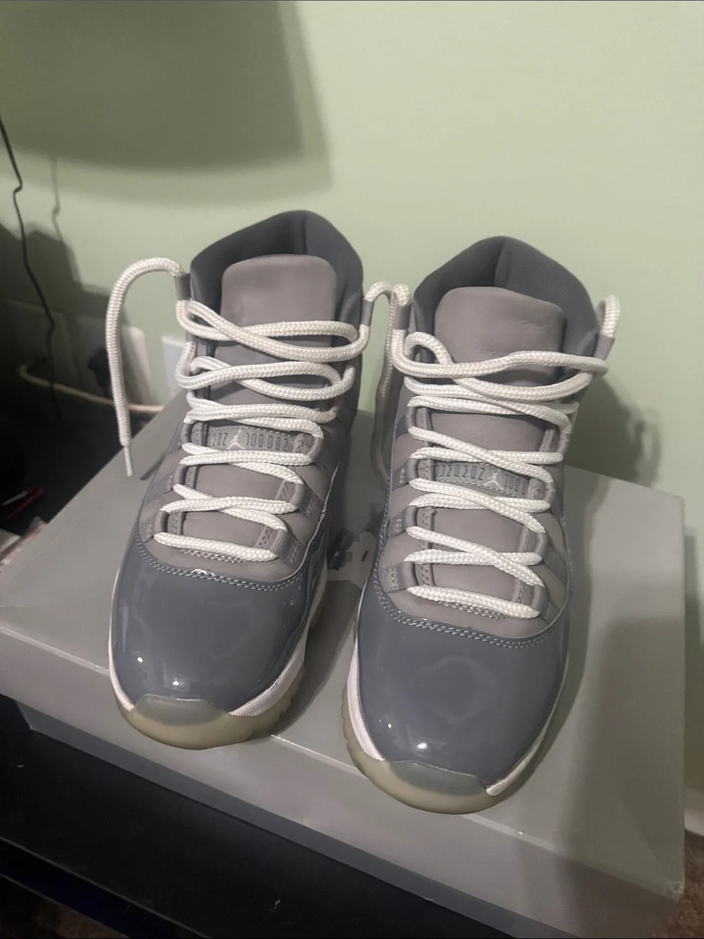 Jordan XI Cool Gray High-Top Patent Leather Sneakers